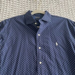 Polo by Ralph Lauren Men's Blue Polka Dot Shirt